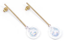 Load image into Gallery viewer, glass ball long-bar earrings