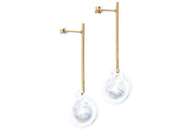 Load image into Gallery viewer, glass ball long-bar earrings