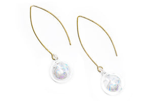 glass ball long-hook earrings