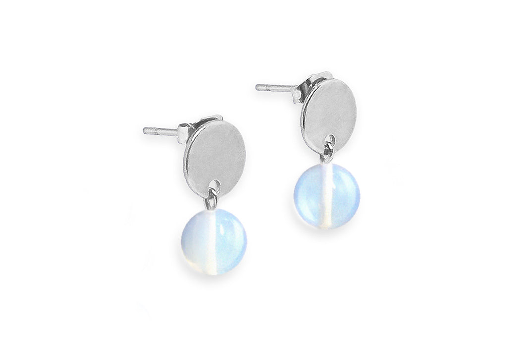 moonstone silver disc earrings