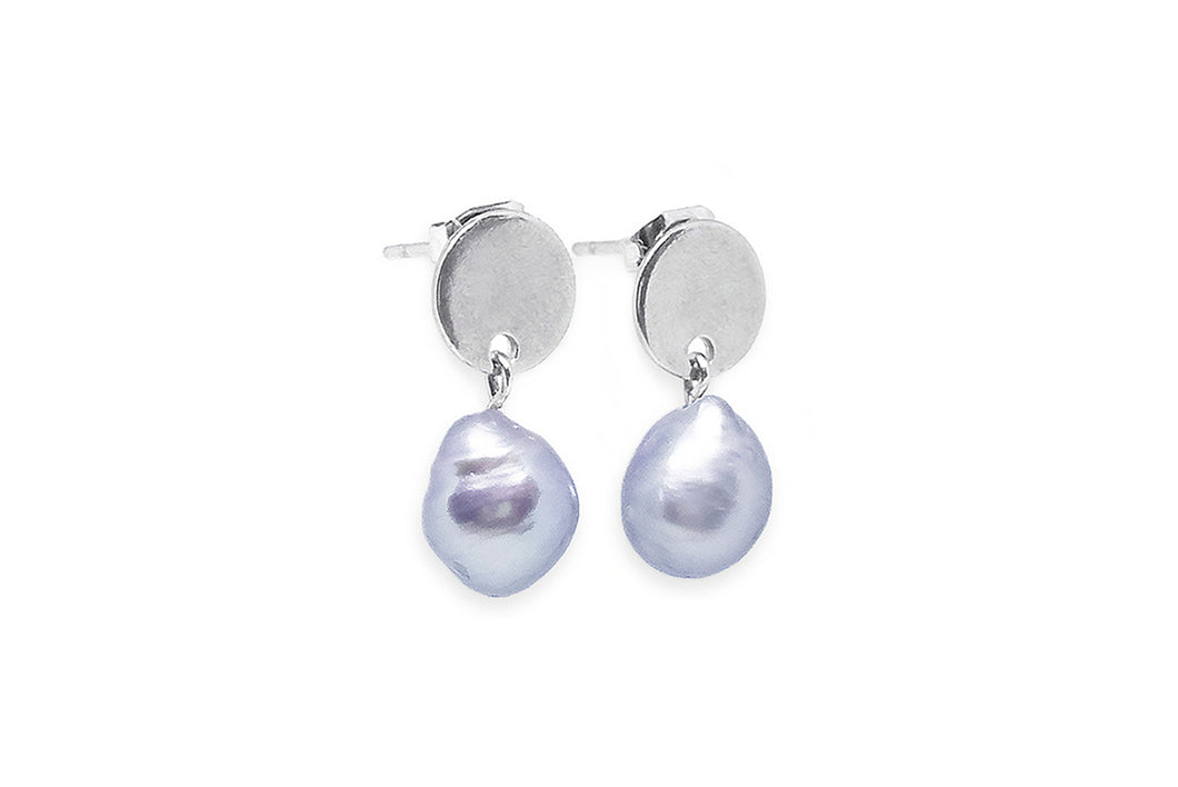 freshwater pearl disc earrings