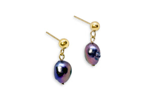 freshwater pearl gold stud earrings