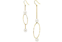 Load image into Gallery viewer, pearl asymmetrical gold statement earrings