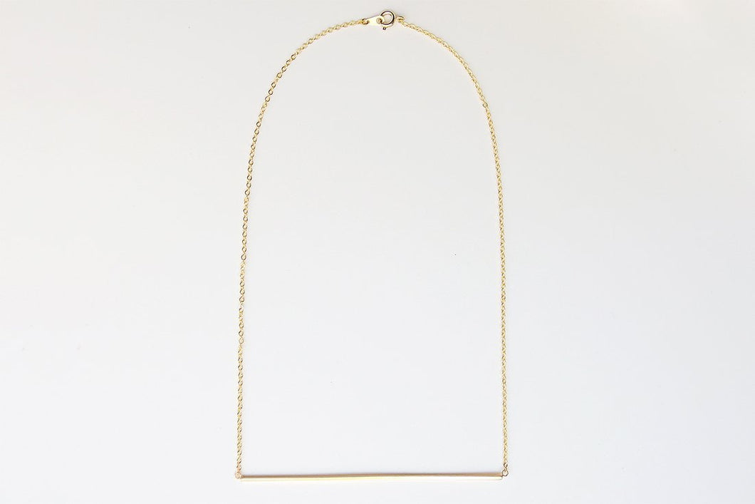 gold long bar necklace