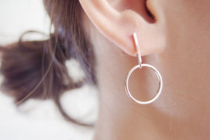 rose gold bar-circle earrings