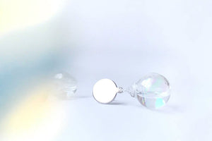 glass ball silver disc earrings