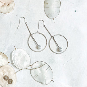 pearl silver earrings